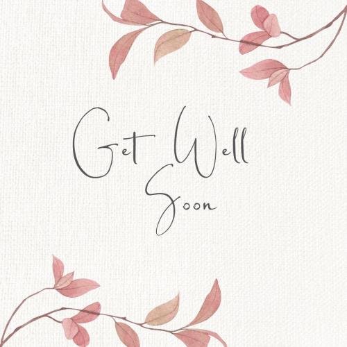 Get well soon with pink and gray background