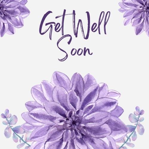 Get well soon with purple flowers