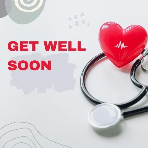 Get well soon with red heart