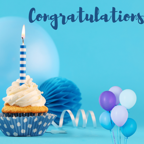 Congratulations, blue theme birthday design.