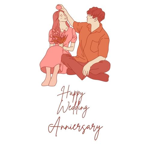 Animated couple image on happy wedding anniversary