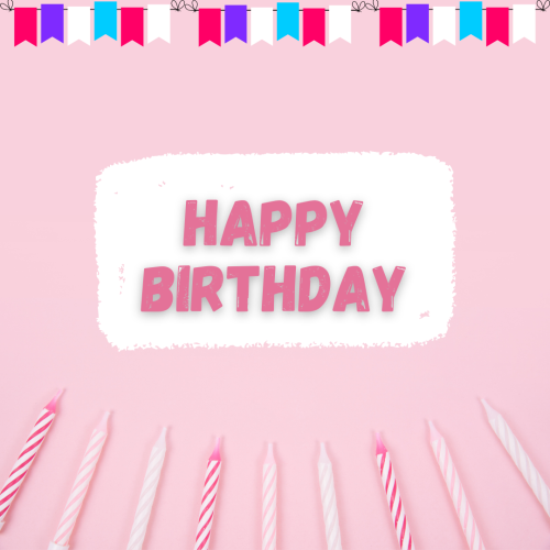 Candles and ribbon on wish card Happy Birthday