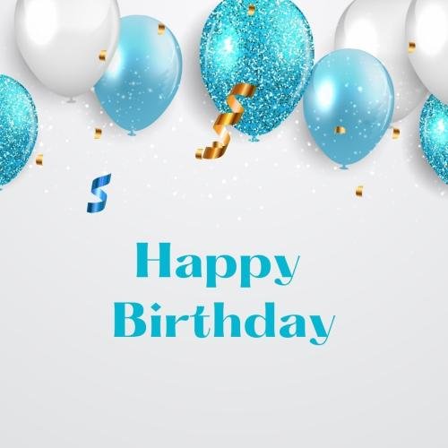 Balloons on wish card Happy Birthday.