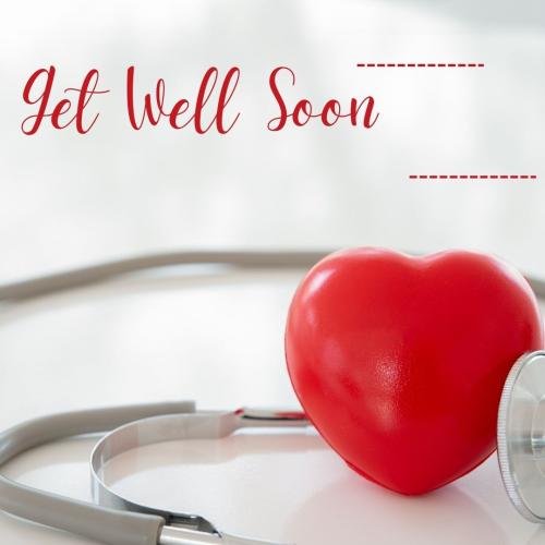 Get well soon with red heart