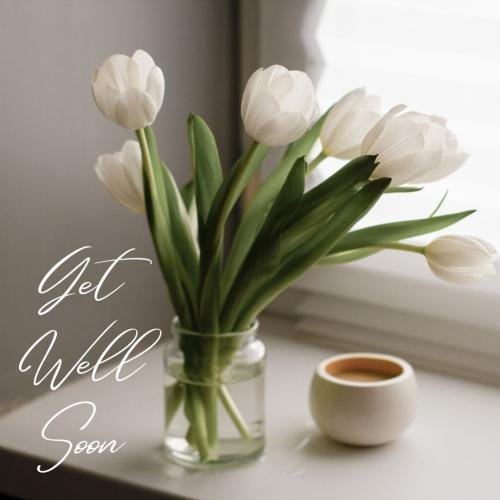 Get well soon with a glass of white flowers