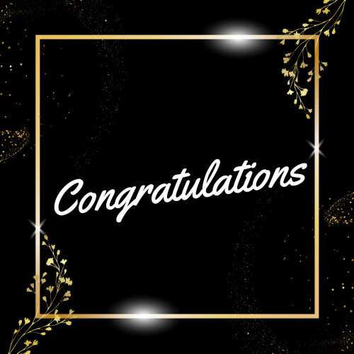 Congratulations, black and golden theme wish card.