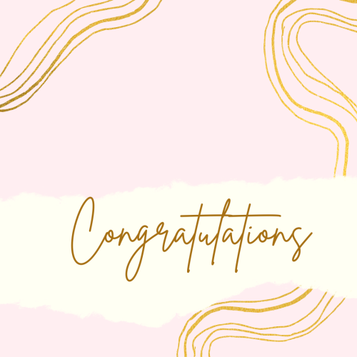 Congratulations, light pink background.