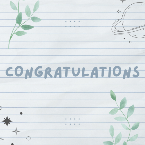 Congratulations, flowers on a paper.