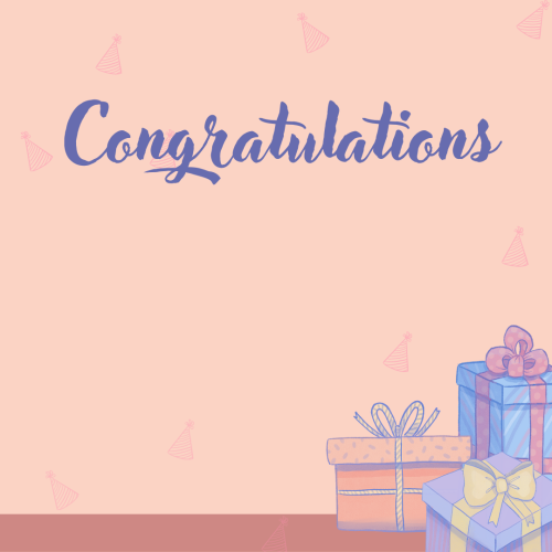 Congratulations, gifts on a card.