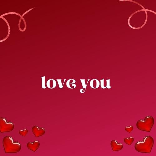 Red hearts on wish card Love you