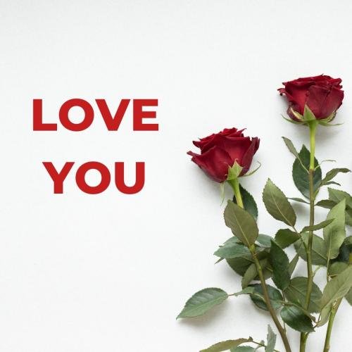 Roses on wish card Love you