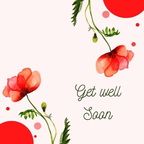 Get well soon with red flower