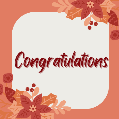 Artistic flower around white paper, Congratulations.