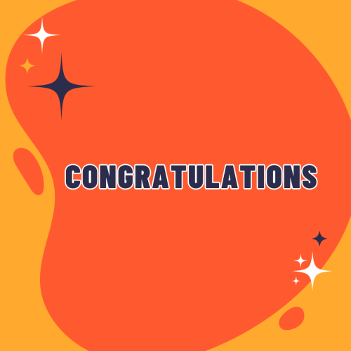 Orange and yellow wish card, Congratulations.