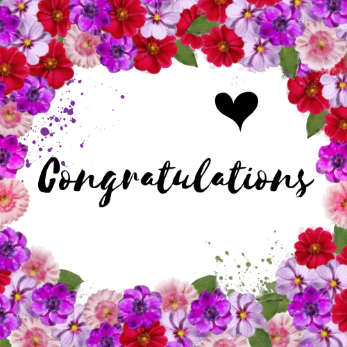 Congratulations, lots of colorful flowers on a wish card.