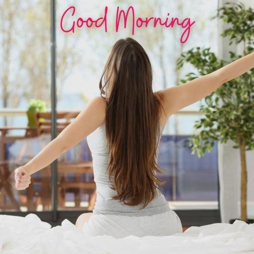 Girl woke up at good morning