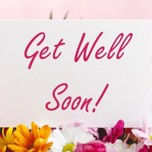 Get well soon with many flowers