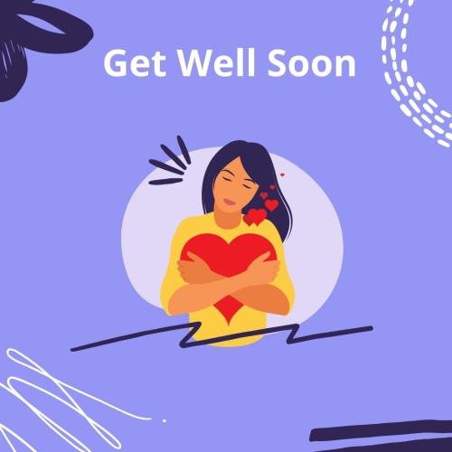 Get well soon with red heart
