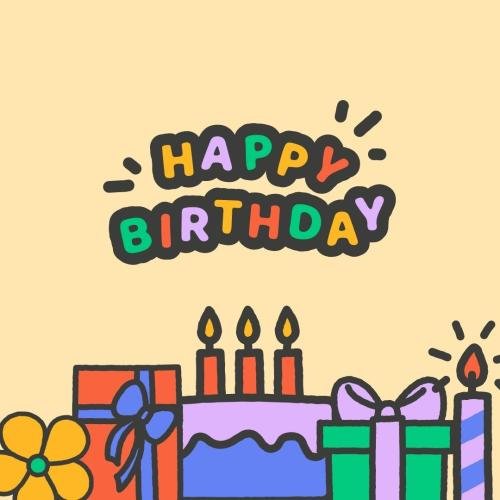 Gifts box on wish card, Happy Birthday