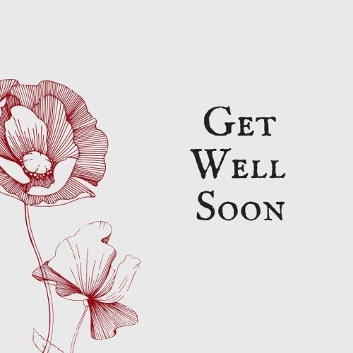 Get well soon with red flower