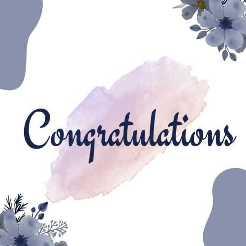 Congratulations, flowers on a wish card.