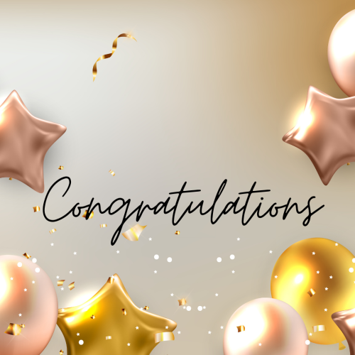 Stars shape balloons on a wish card, Congratulations.