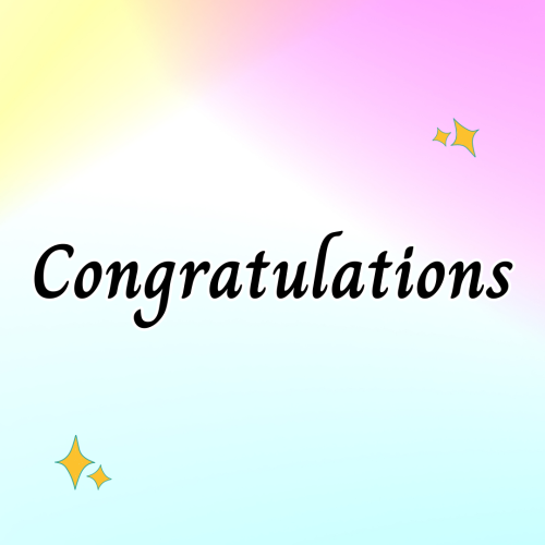 Congratulations, rainbow effect on a background.