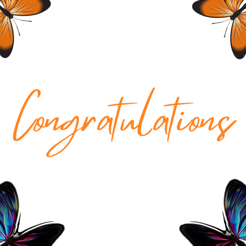 Butterflies on a wish card, Congratulations.