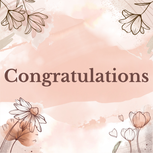 Flowers on a lite pink background, Congratulations.