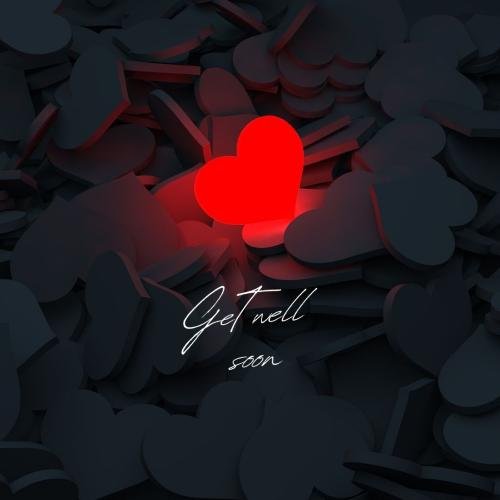 Get well soon with red and white heart