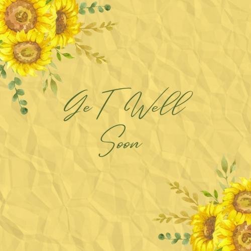 Get well soon with yellow background and flower