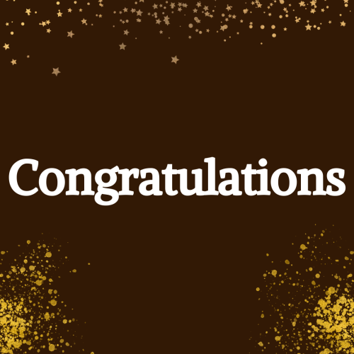 Congratulations, golden particles on a brown background.