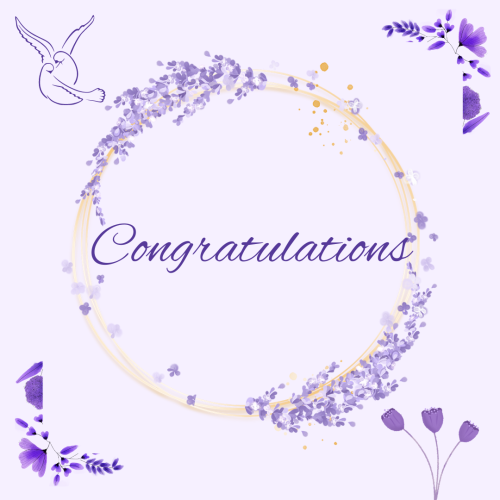 Beautiful flowers on a wish card, Congratulations.