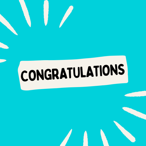 Congratulations, simple blue background.