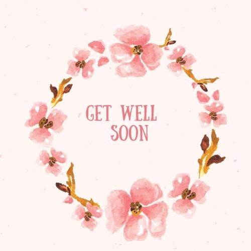 Get well soon with pink flower