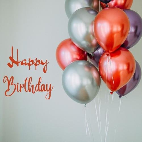 Colorful balloons on wish card Happy Birthday.
