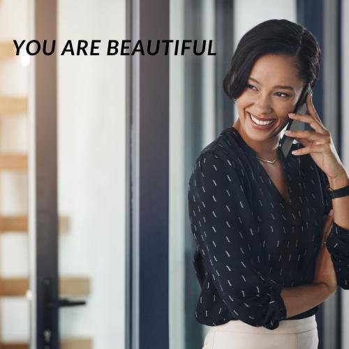 The busy girl on the phone looks beautiful.