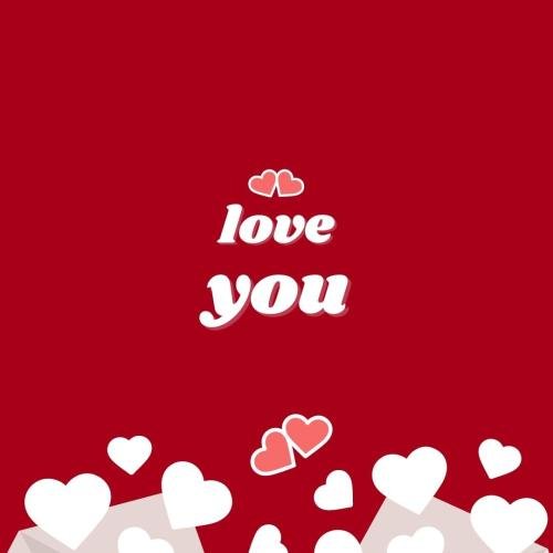 Red back and white hearts on wish card, Love you.