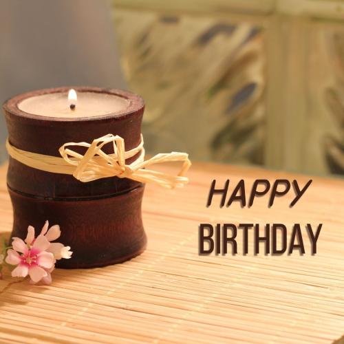 Candle on wish card Happy Birthday