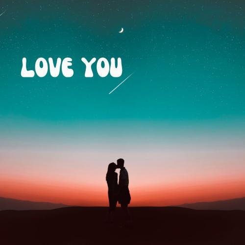 Romantic couple on wish card Love you