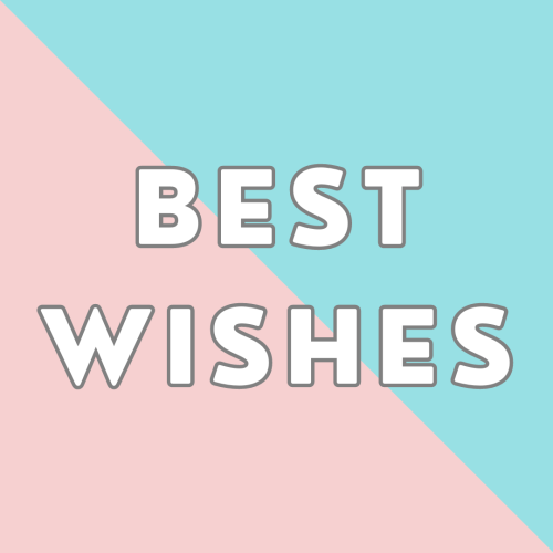 Best Wishes, blue and pink color background.