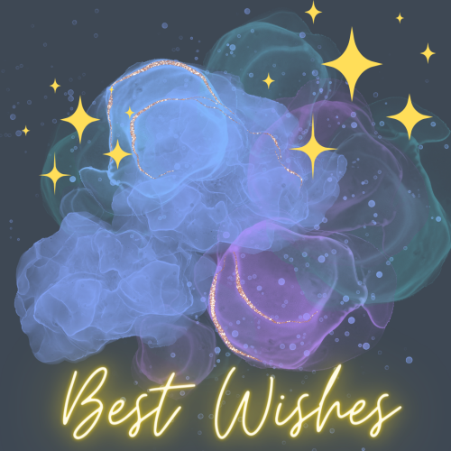 Best Wishes, Neon on a wish card.