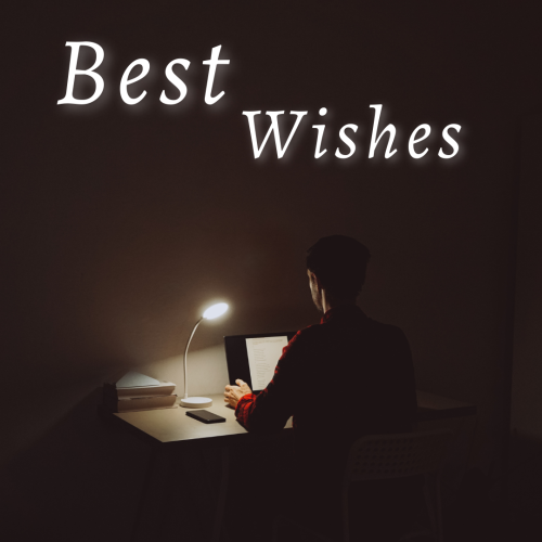 A boy study in the light of lamp, Best Wishes,