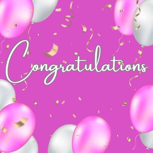 White and pink balloons on a pink background, Congratulation.