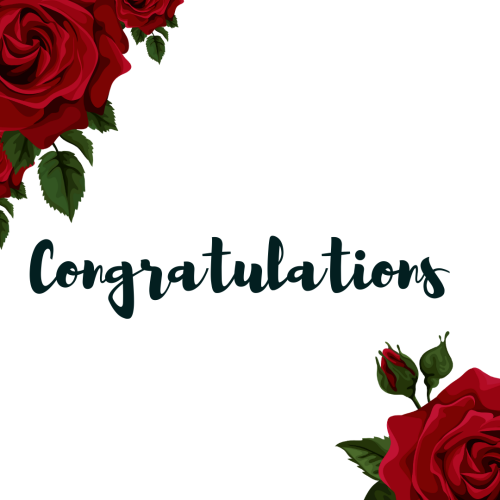 Roses on a card, Congratulations.