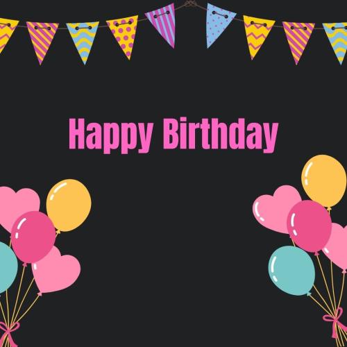 Colorful balloons and ribbon on wish card Happy Birthday