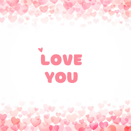 White back and pink hearts, Love you