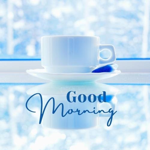 Cup of tea on a glass table, good morning