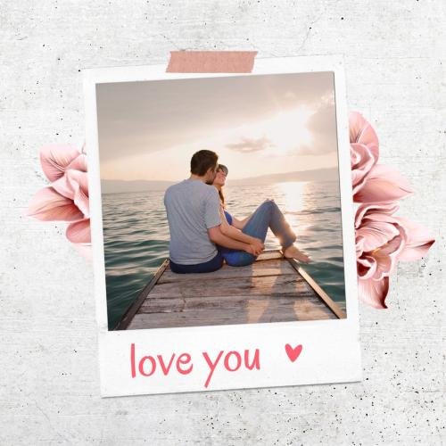 Couple kissing on wish card Love you