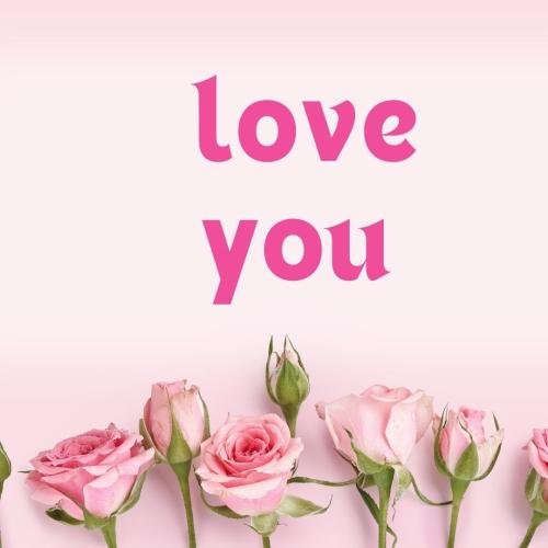 Pink flowers on wish card Love you